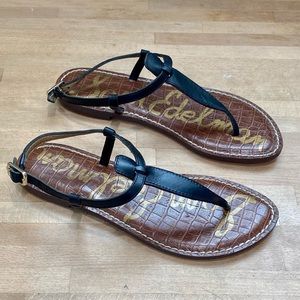 Sam Edelman Womens GIGI Thong Sandals Black Leather Buckle Size 5 M